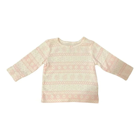 6 Months Carter's White Corduroy Overall Outfit w/ Fair Isle Long Sleeve Tee - Picture 5 of 7